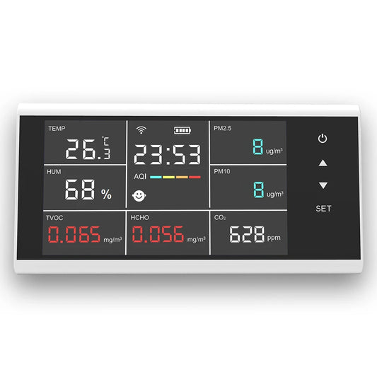 9 in 1 Air Quality Detector DM155C Laboratory Use CO2/PM2.5/HCHO Sensor Tester Touch Display Desktop Home Monitoring Systems